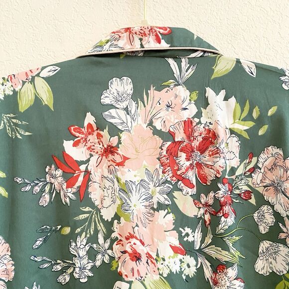 Cupcakes & Cashmere Women's Green Floral Button Down Pajama Night Shirt Sz L - Picture 11 of 12